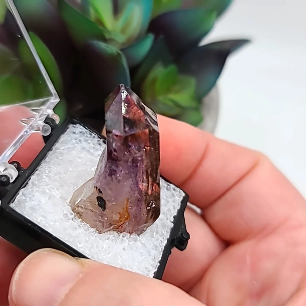 CLEARANCE Amethyst & Smoky Quartz Mineral Thumbnail Specimen from Zimbabwe